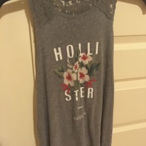 Hollister grey tank with flowers